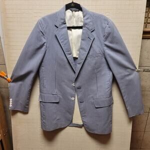 Bruce Hunt Mens 40R Blue white gingham check jacket coat Summer Casual blazer